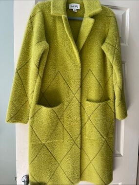 NWOT Joseph Ribkoff Beautiful soft Lime Green Long Teddy Coat…worn once